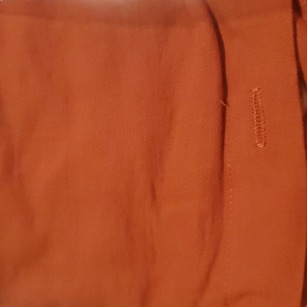 Tie Front Belted Midi Dress Button Down Deep V-Neck S/M/L Rust Orange - Picture 6 of 6